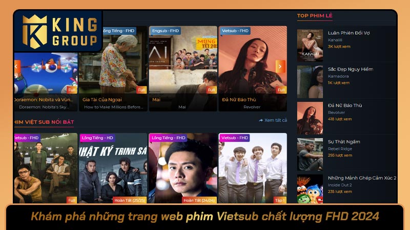 Khám phá những trang web phim Vietsub chất lượng FHD 2024